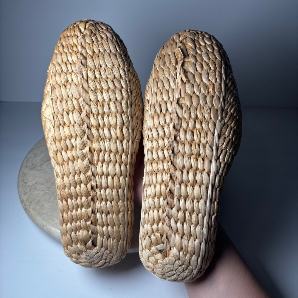 Liz Claiborne Woven Straw Slipper Mules 9-10‎ Tan Boho Coastal Cottagecore Flat - Picture 5 of 9